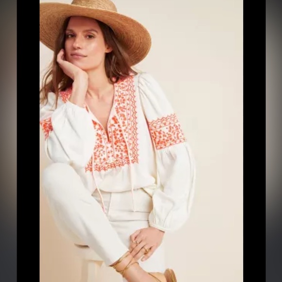 Anthropologie brand Maeve Louisa Peasant top - Picture 1 of 2